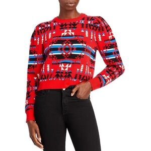 Aqua x Pendleton Vibrant Red Patterned Women's Sweater